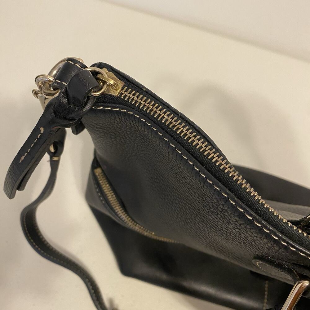 VTG 90s Dooney & Bourke BlackPebble Leather ToteBag Crossbody GoldTone Hardware - Picture 10 of 15